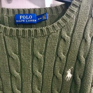 POLO RALPH LAUREN Olive Army Green Cable Sweater